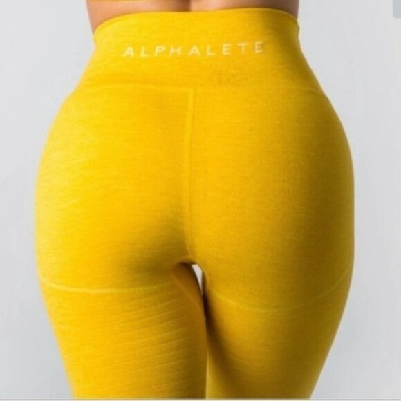 Alphalete Revival Seamless Leggings RG Golden Yellow XS NEW RG Compression - Picture 2 of 13